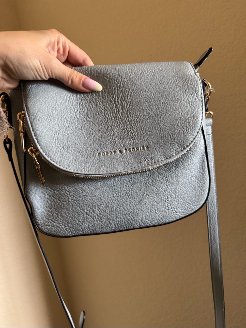 Poppy & Peonies Mini Downtown Crossbody Shoulder Bag Light Blue - Picture 2 of 6